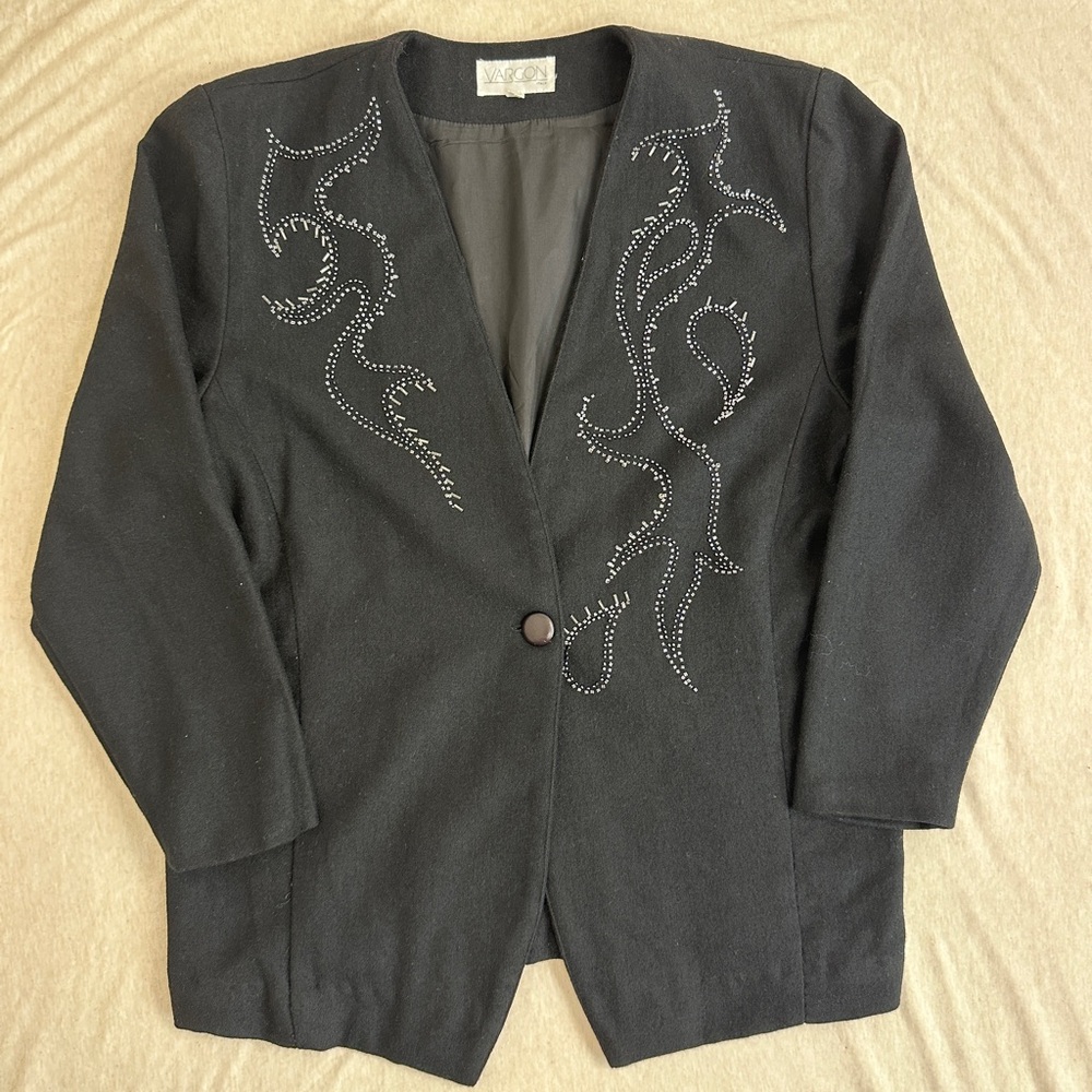 Vintage Italian wool and beaded blazer jacket